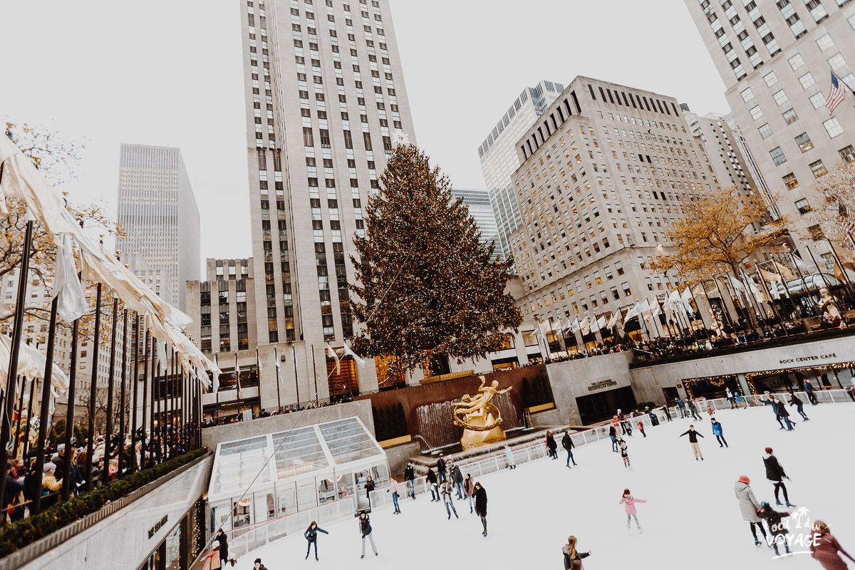 visiter new york à Noël, Rockfeller Center sous la neige, Blog L'oeil du Voyage