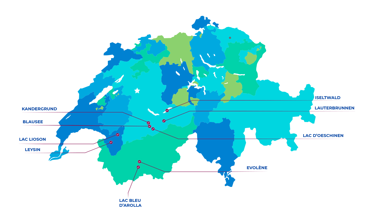 carte simplifiée des plus beaux lacs de suisse en automne